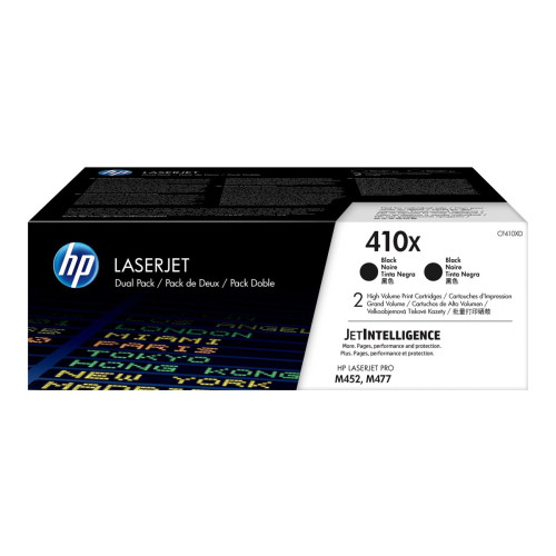 Hewlett-Packard HP 410X - 2-pack - Lång livslängd - svart - original - LaserJet - tonerkassett (CF410XD)