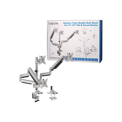 2direct LogiLink monteringssats - justerbar arm - för 3 LCD-bildskärmar