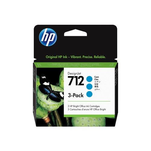 Hewlett-Packard HP 712 - 3-pack - cyan - original - DesignJet - bläckpatron