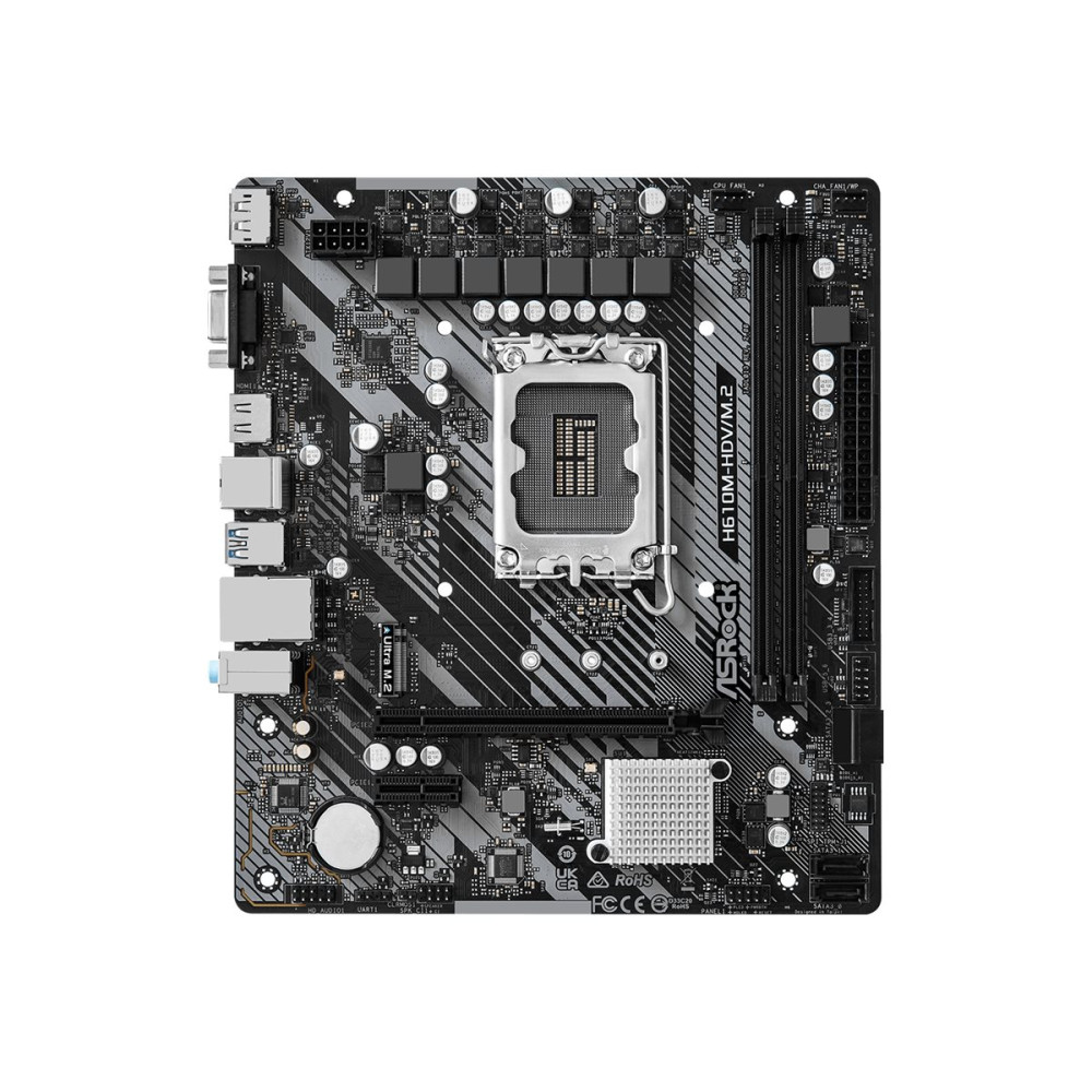 Produktbild för ASRock H610M-HDV/M.2 - 2.0 - moderkort - micro ATX - LGA1700-uttag - H610