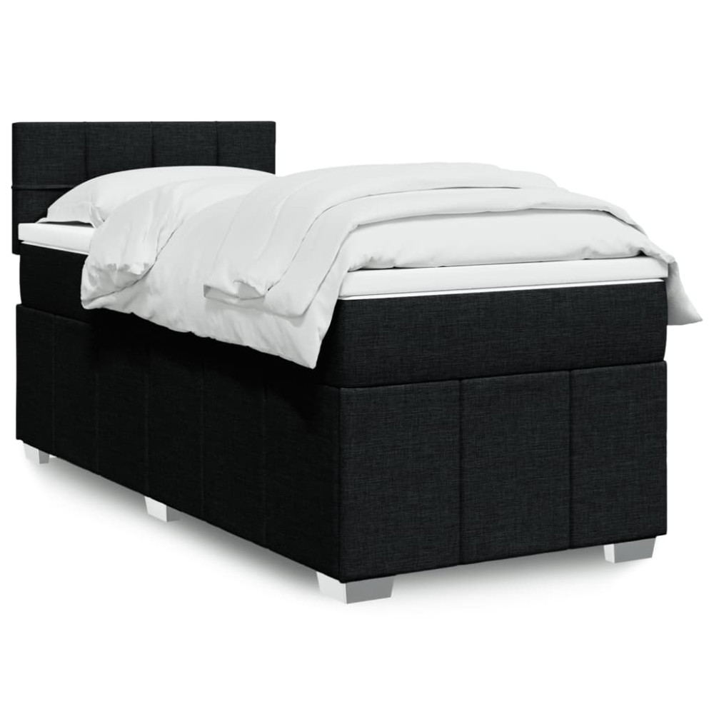 Produktbild för Ramsäng med madrass svart 90x190 cm tyg