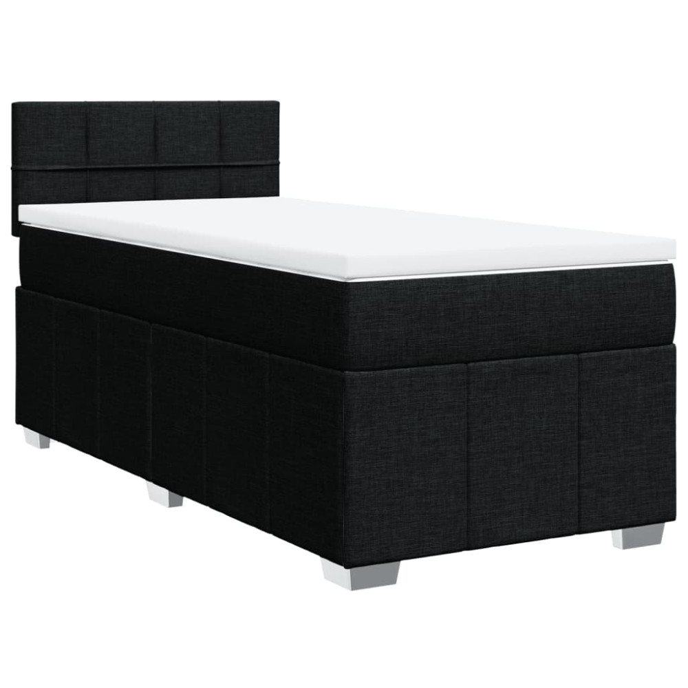 Produktbild för Ramsäng med madrass svart 90x190 cm tyg