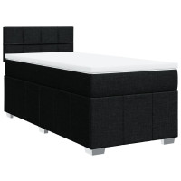 Produktbild för Ramsäng med madrass svart 90x190 cm tyg