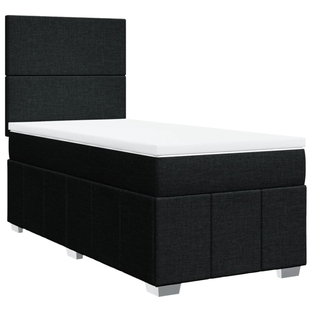 Produktbild för Ramsäng med madrass svart 90x190 cm tyg
