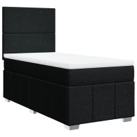 Produktbild för Ramsäng med madrass svart 90x190 cm tyg