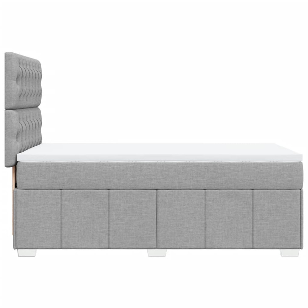 Produktbild för Ramsäng med madrass ljusgrå 90x190 cm tyg