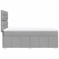 Produktbild för Ramsäng med madrass ljusgrå 90x190 cm tyg