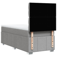 Produktbild för Ramsäng med madrass ljusgrå 90x190 cm tyg