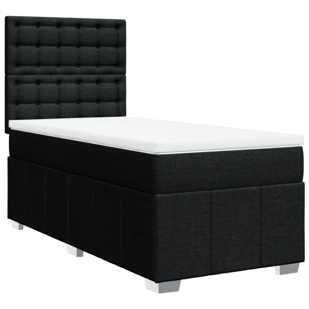 Produktbild för Ramsäng med madrass svart 90x190 cm tyg