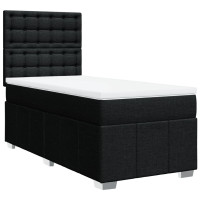 Produktbild för Ramsäng med madrass svart 90x190 cm tyg