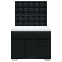 Produktbild för Ramsäng med madrass svart 90x190 cm tyg