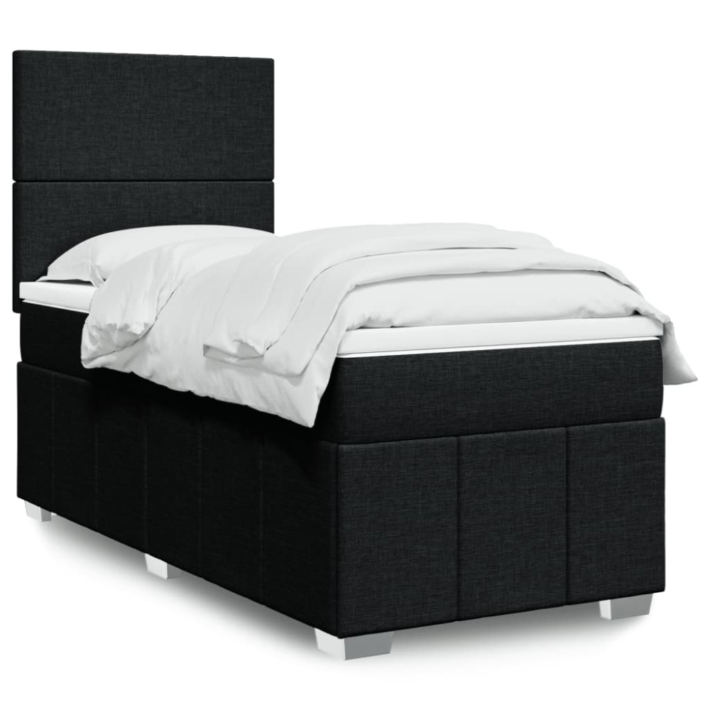 Produktbild för Ramsäng med madrass svart 90x190 cm tyg