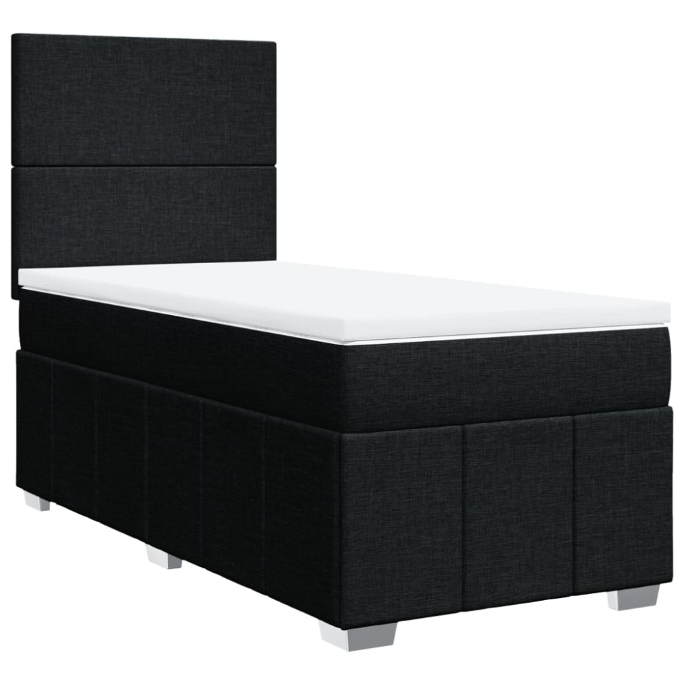 Produktbild för Ramsäng med madrass svart 90x190 cm tyg
