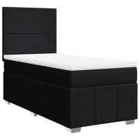 Produktbild för Ramsäng med madrass svart 90x190 cm tyg