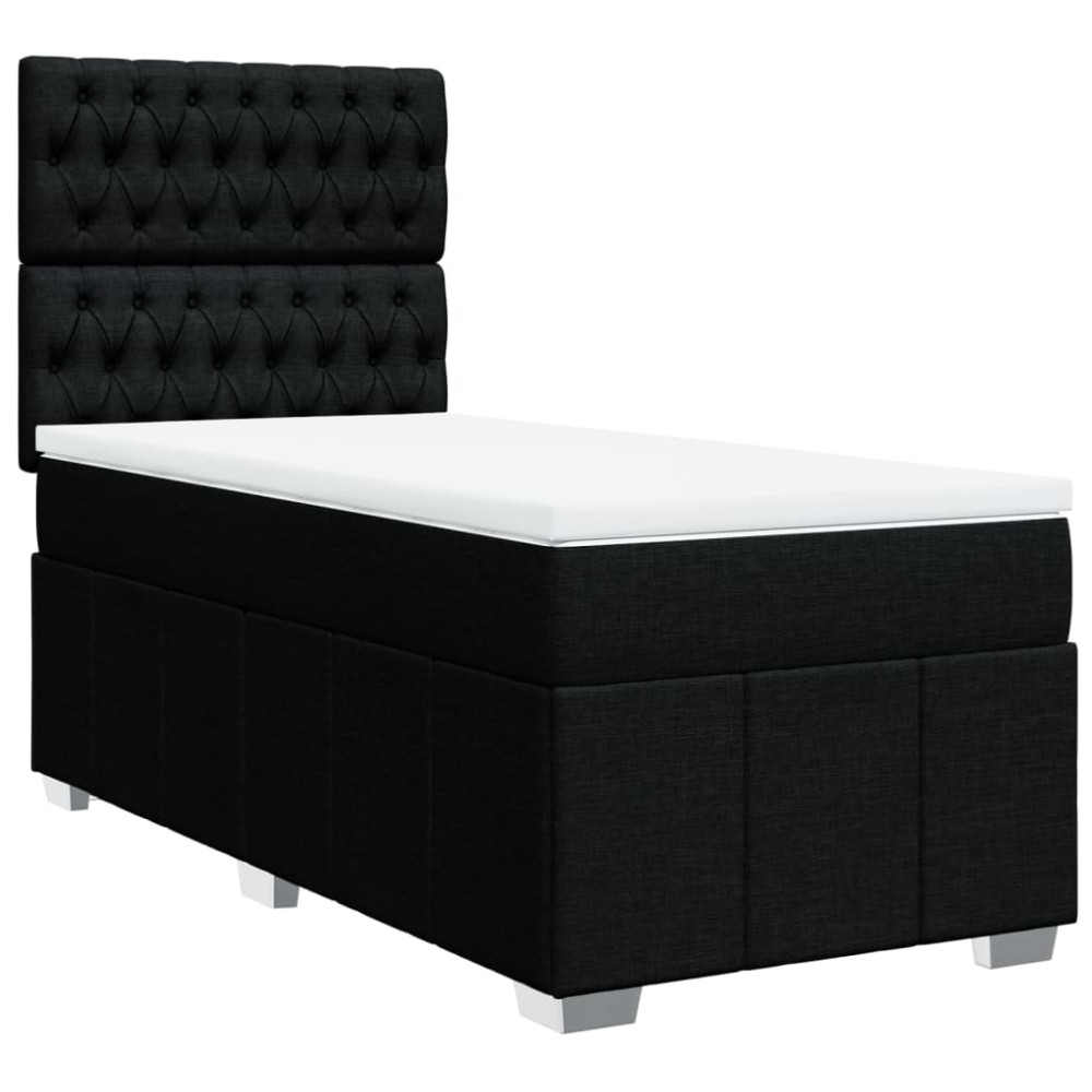 Produktbild för Ramsäng med madrass svart 90x190 cm tyg