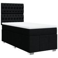 Produktbild för Ramsäng med madrass svart 90x190 cm tyg