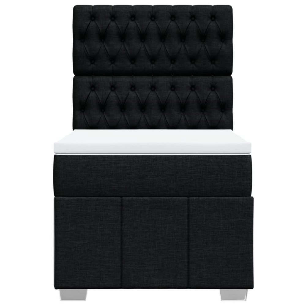 Produktbild för Ramsäng med madrass svart 90x190 cm tyg