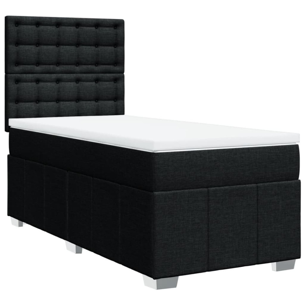 Produktbild för Ramsäng med madrass svart 90x190 cm tyg