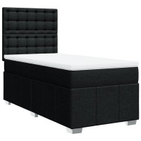 Produktbild för Ramsäng med madrass svart 90x190 cm tyg