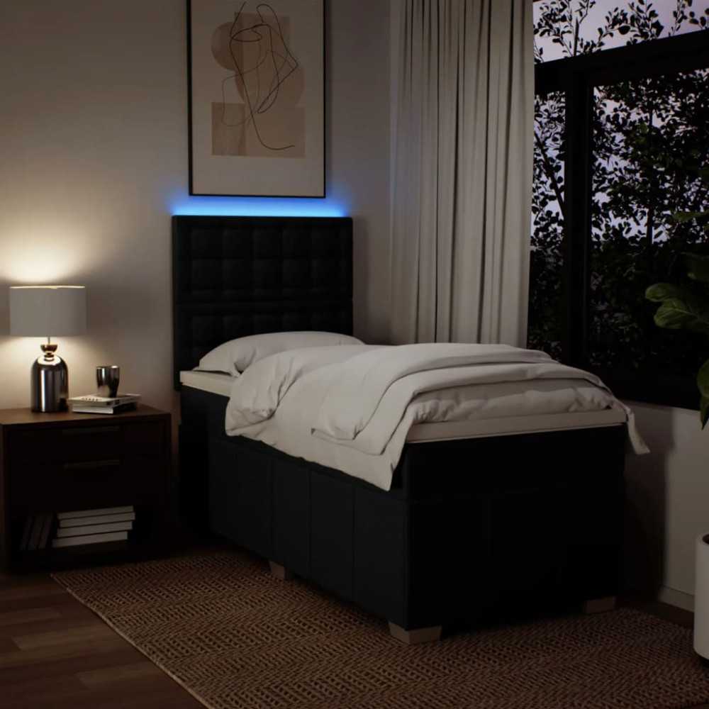 Produktbild för Ramsäng med madrass svart 90x190 cm tyg
