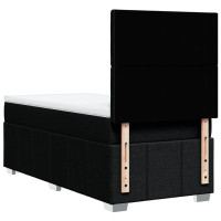 Produktbild för Ramsäng med madrass svart 90x190 cm tyg