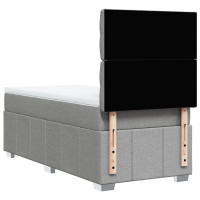 Produktbild för Ramsäng med madrass ljusgrå 90x190 cm tyg