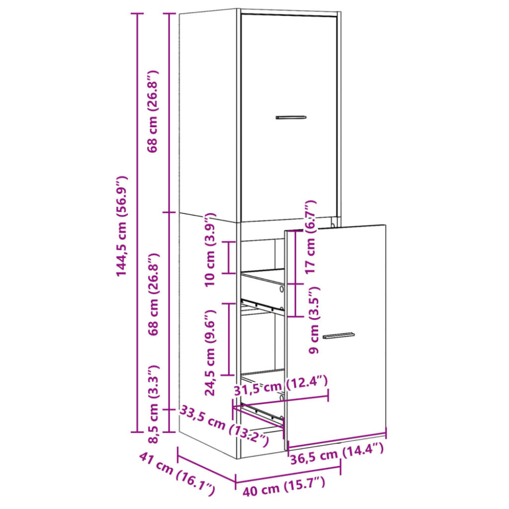 Produktbild för Apoteksskåp ek 40x41x144,5 cm konstruerat trä