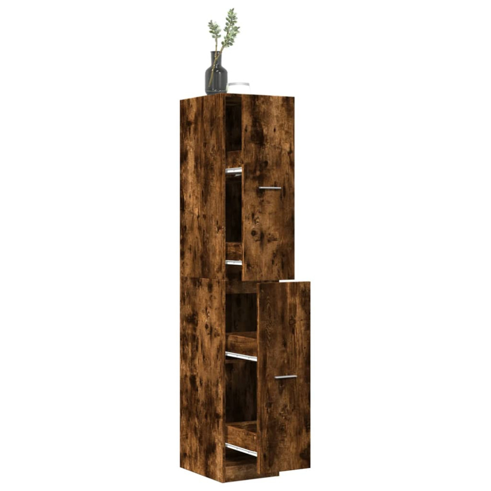 Produktbild för Apoteksskåp rökfärgad ek 30x41x174,5 cm konstruerat trä