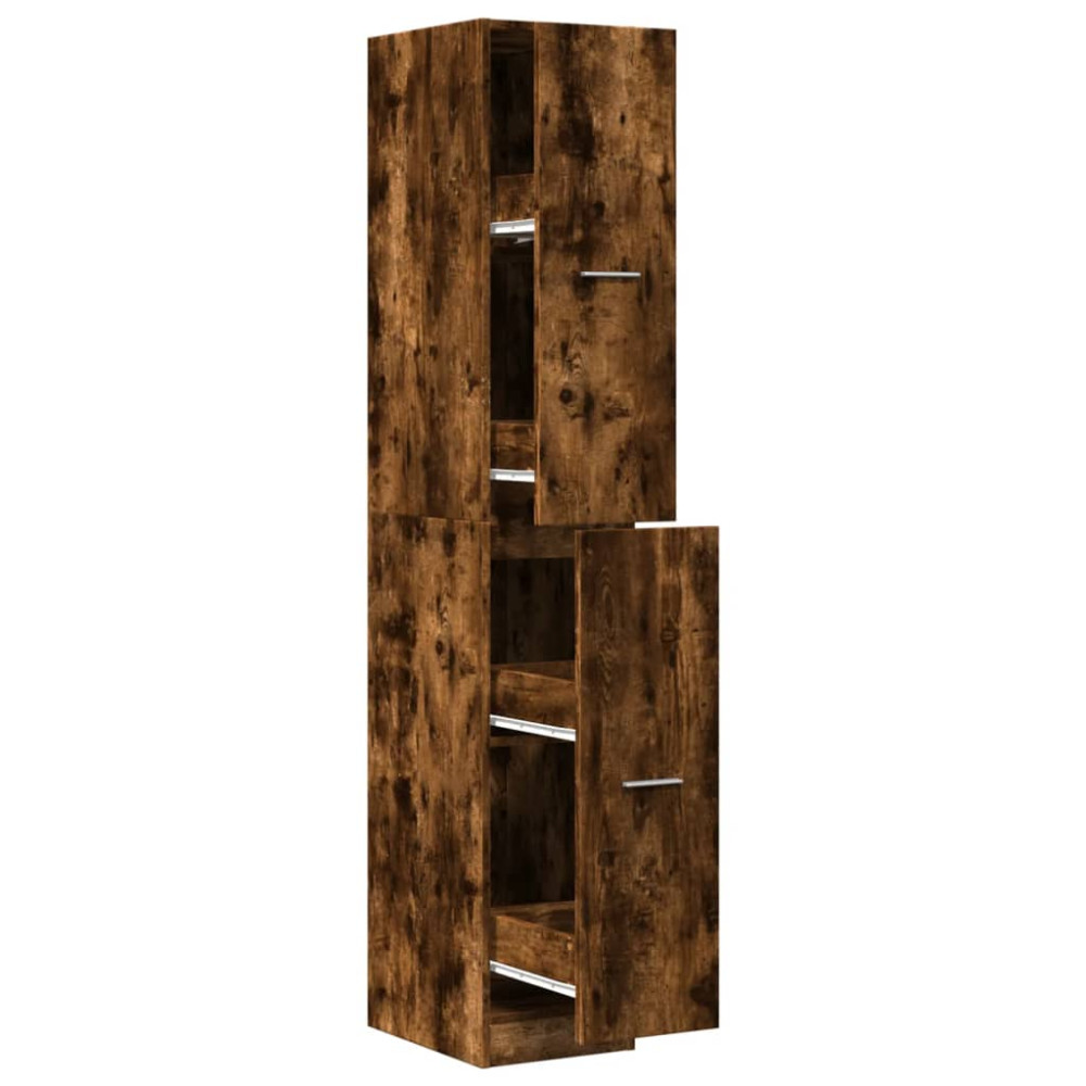 Produktbild för Apoteksskåp rökfärgad ek 30x41x174,5 cm konstruerat trä