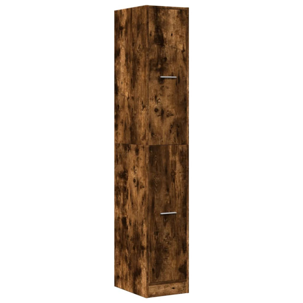 Produktbild för Apoteksskåp rökfärgad ek 30x41x174,5 cm konstruerat trä