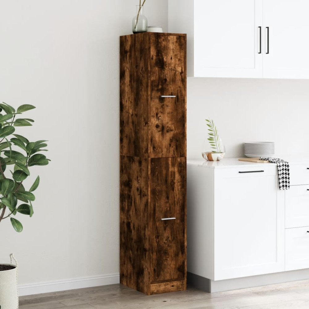 Produktbild för Apoteksskåp rökfärgad ek 30x41x174,5 cm konstruerat trä