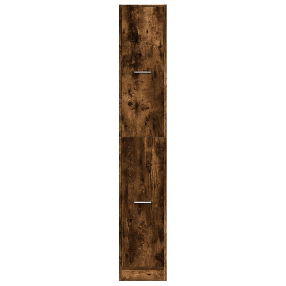 Produktbild för Apoteksskåp rökfärgad ek 30x41x174,5 cm konstruerat trä