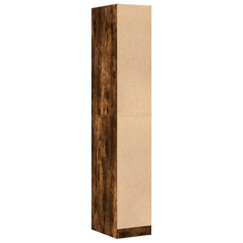 Produktbild för Apoteksskåp rökfärgad ek 30x41x174,5 cm konstruerat trä