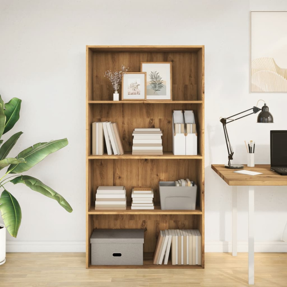 Produktbild för Bokhylla ek 80x30x152 cm konstruerat trä