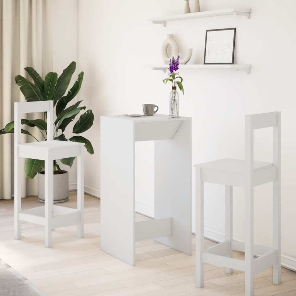 Produktbild för Barbord vit 51x50x103,5 cm konstruerat trä