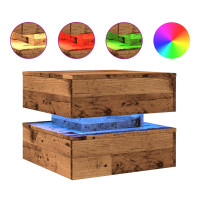 Produktbild för Soffbord med LED gammalt trä 50x50x40 cm