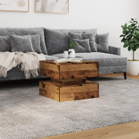 Produktbild för Soffbord med LED gammalt trä 50x50x40 cm