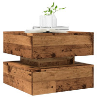 Produktbild för Soffbord med LED gammalt trä 50x50x40 cm