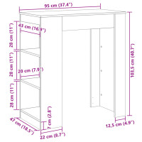 Produktbild för Barbord med ställ brun ek 95x47x103,5 cm konstruerat trä