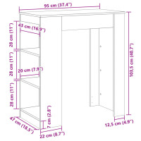 Produktbild för Barbord med ställ svart 95x47x103,5 cm konstruerat trä