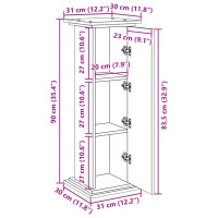 Produktbild för Piedestal med förvaring betonggrå 31x30x90 cm konstruerat trä