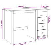 Produktbild för Skrivbord Panama 112x45x75 cm massiv furu