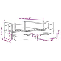 Produktbild för Dagbädd med lådor 90x200 cm massiv furu