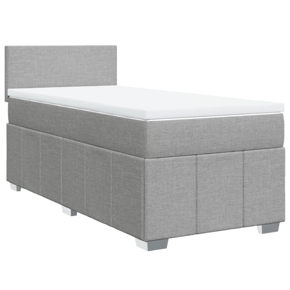 Produktbild för Ramsäng med madrass ljusgrå 90x190 cm tyg