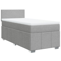 Produktbild för Ramsäng med madrass ljusgrå 90x190 cm tyg
