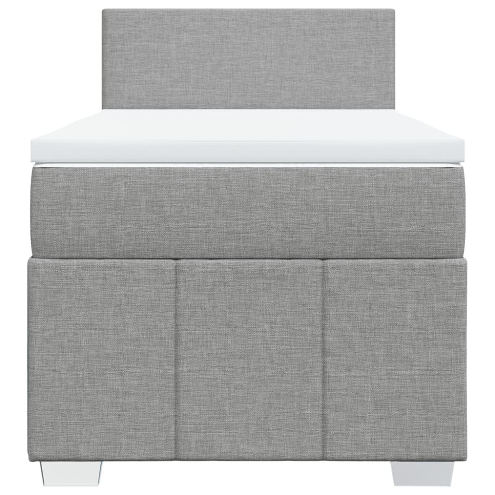 Produktbild för Ramsäng med madrass ljusgrå 90x190 cm tyg