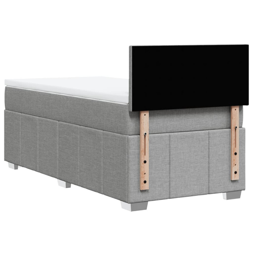 Produktbild för Ramsäng med madrass ljusgrå 90x190 cm tyg