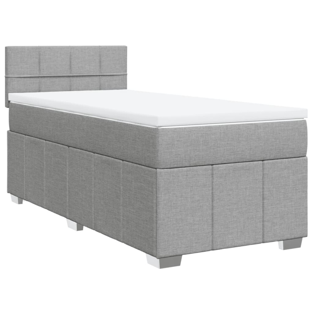 Produktbild för Ramsäng med madrass ljusgrå 90x190 cm tyg