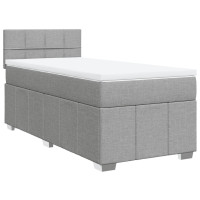 Produktbild för Ramsäng med madrass ljusgrå 90x190 cm tyg