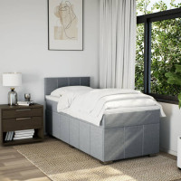 Produktbild för Ramsäng med madrass ljusgrå 90x190 cm tyg